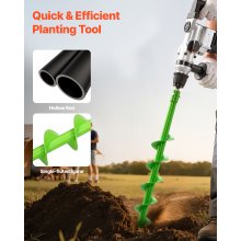 VEVOR Broca Helicoidal de Ø 60 x 790 mm Herramienta para Plantar Bulbos, Verde