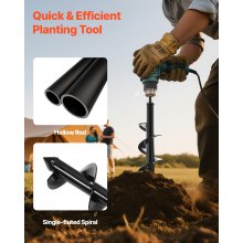 VEVOR Broca Helicoidal de Ø 80 x 290 mm Herramienta para Plantar Bulbos, Negro