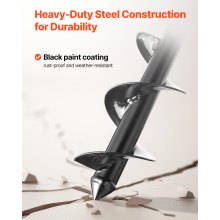 VEVOR Broca Helicoidal de Ø 80 x 290 mm Herramienta para Plantar Bulbos, Negro