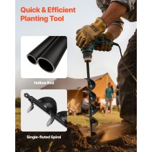 VEVOR Broca Helicoidal de Ø 80 x 600 mm Herramienta para Plantar Bulbos, Negro