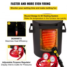 VEVOR Forja de Propano 0-350 psi Horno De Fusión Placa Laminada en Frío 10KG 10min Kit de Horno de Fundición de Metales para Bricolaje Fábricas