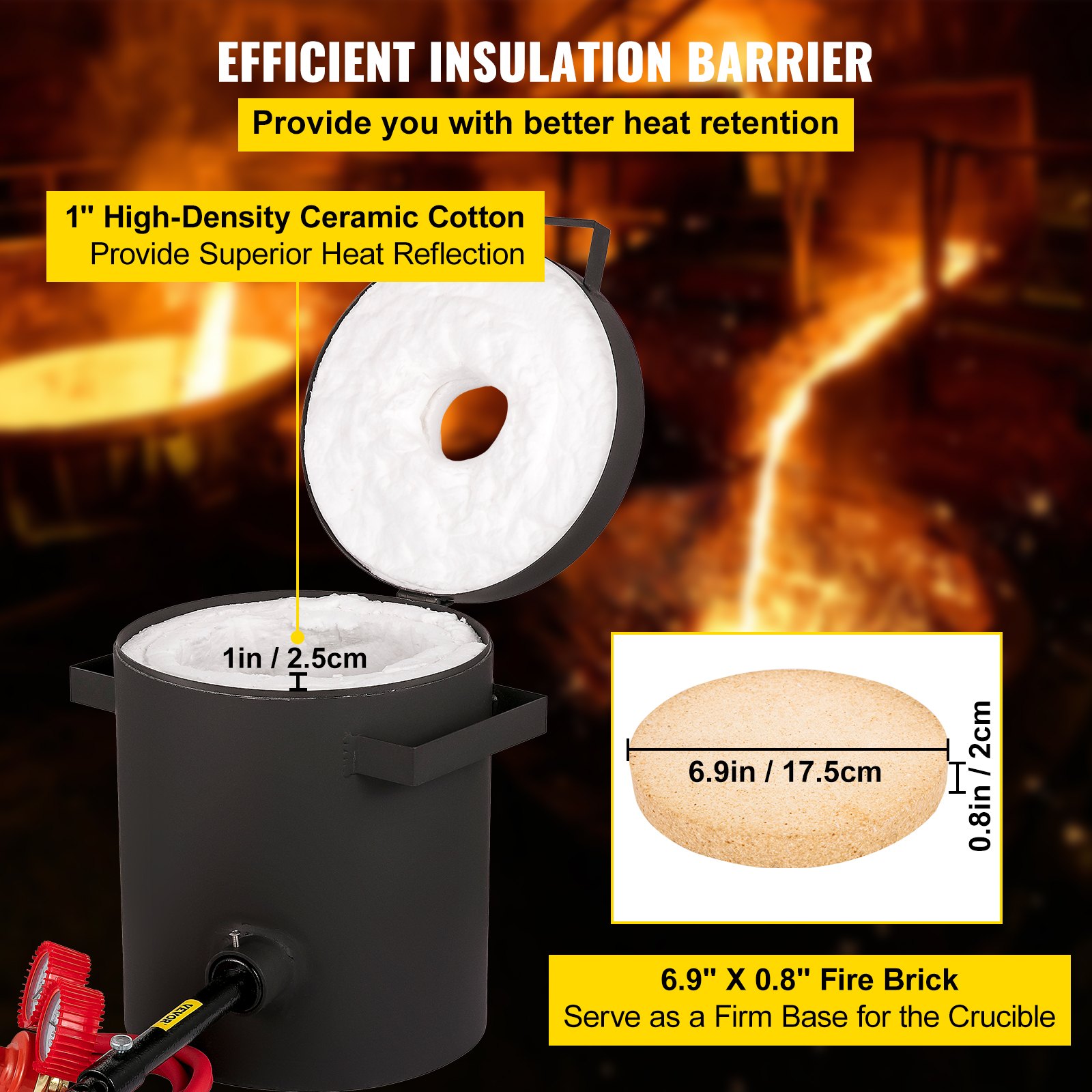 VEVOR Forja de Propano 0-350 psi Horno de Fundición Placa Laminada en Frío 4KG 10min Kit de Horno de Fundición de Metales para Bricolaje, Fábricas de Procesamiento de Joyas, Joyerías, Lavado de Oro