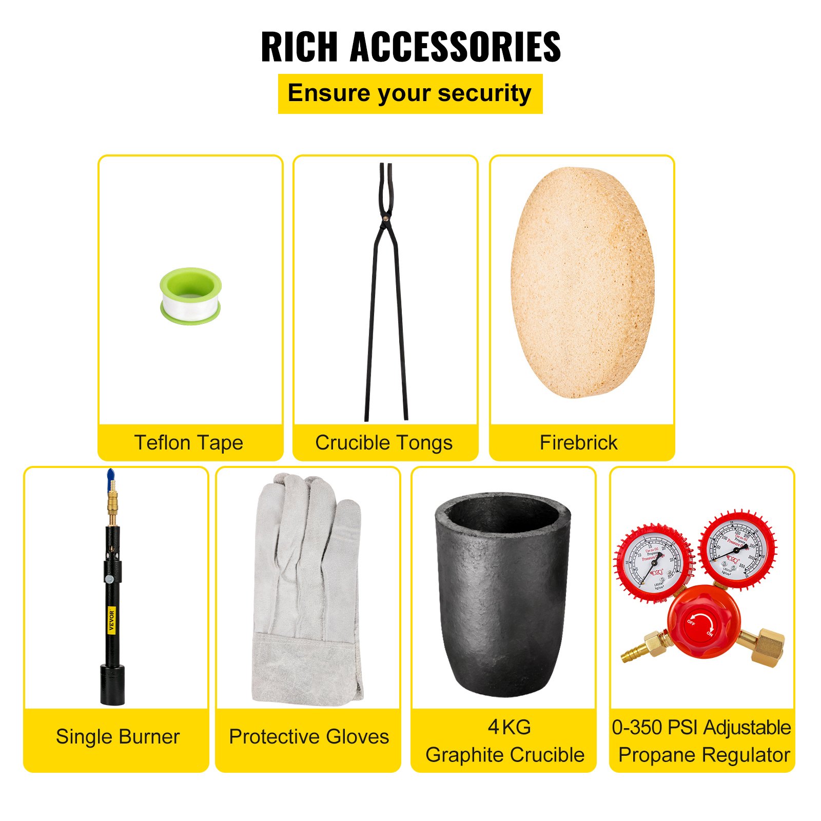 VEVOR Forja de Propano 0-350 psi Horno de Fundición Placa Laminada en Frío 4KG 10min Kit de Horno de Fundición de Metales para Bricolaje, Fábricas de Procesamiento de Joyas, Joyerías, Lavado de Oro