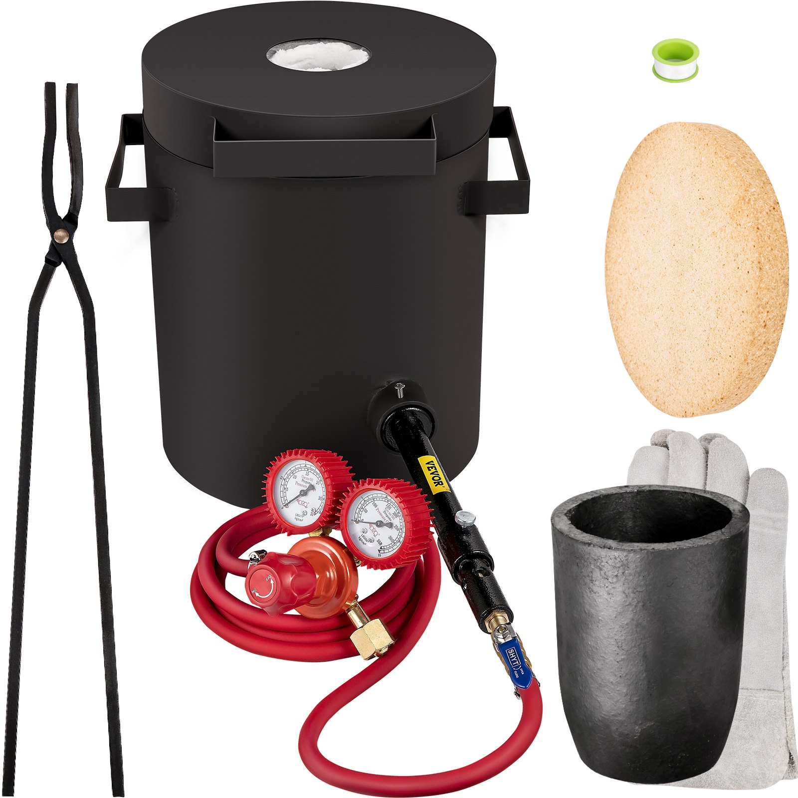 VEVOR Forja de Propano 0-350 psi Horno de Fundición Placa Laminada en Frío 4KG 10min Kit de Horno de Fundición de Metales para Bricolaje, Fábricas de Procesamiento de Joyas, Joyerías, Lavado de Oro