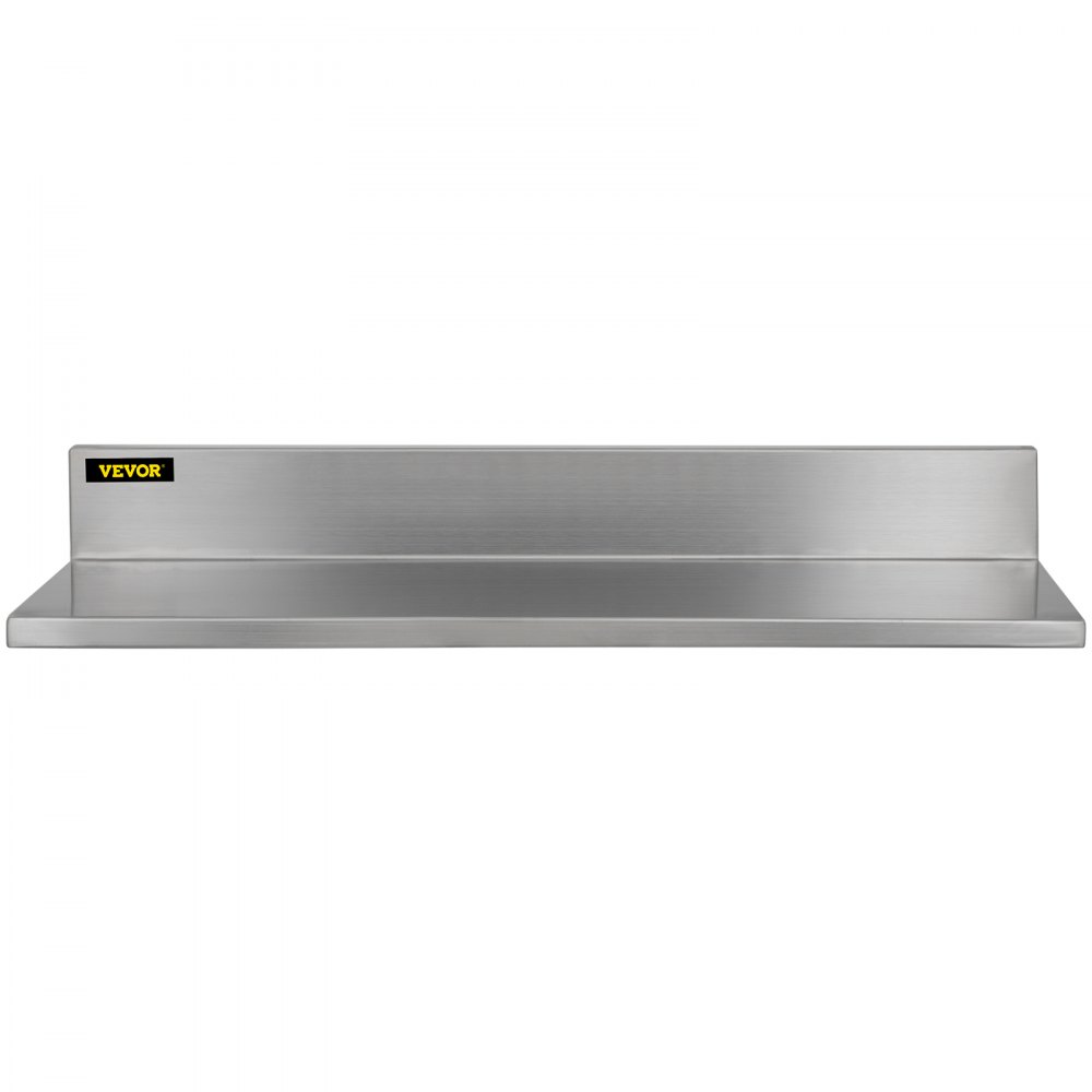 VEVOR Estante de pared de acero inoxidable, 8.6 x 30 pulgadas, 20.0 kg de carga resistente para montaje en pared comercial con salpicaduras para restaurante, hogar, cocina, hotel, lavandería, bar