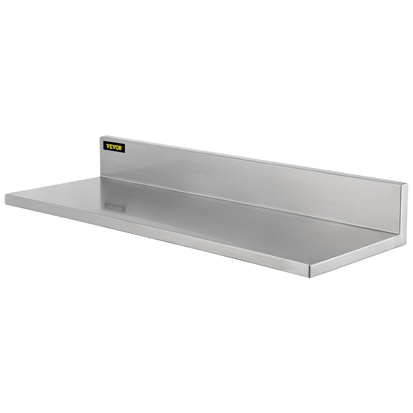 VEVOR Estante de pared de acero inoxidable, 8.6 x 30 pulgadas, 20.0 kg de carga resistente para montaje en pared comercial con salpicaduras para restaurante, hogar, cocina, hotel, lavandería, bar