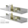 VEVOR Estantería de Pared de Acero Inoxidable Estante Flotante de Cocina 76 x 22 x 8,5 cm Repisas de Pared 2 Piezas Capacidad de Carga de 20 kg Estante Mural para Cocina Acabado de Pulido Cepillado