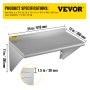 VEVOR Estante de pared de acero inoxidable, 12 x 24 pulgadas, 100 libras de carga resistente para montaje en pared comercial con salpicaduras y 2 soportes para restaurante, hogar, cocina, hotel, lavan