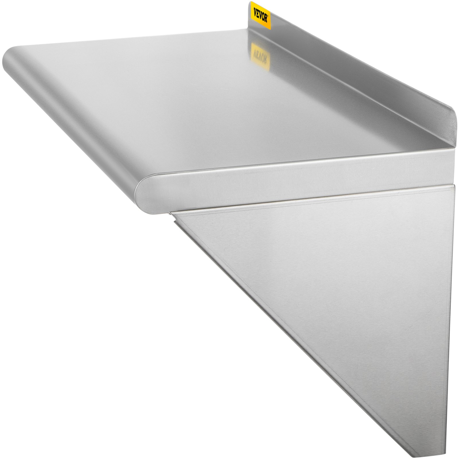 VEVOR Estante de pared de acero inoxidable, 12 x 24 pulgadas, 100 libras de carga resistente para montaje en pared comercial con salpicaduras y 2 soportes para restaurante, hogar, cocina, hotel, lavan