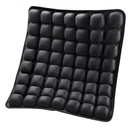 VEVOR Cojín de Asiento Inflable con Celdas de Aire 3D para Aliviar la Presión 46x41 cm Grosor de 45 mm de Licra y TPU con Bomba Manual, Ligero y Portátil para Viajes, Oficina, Coche, Avión, Negro