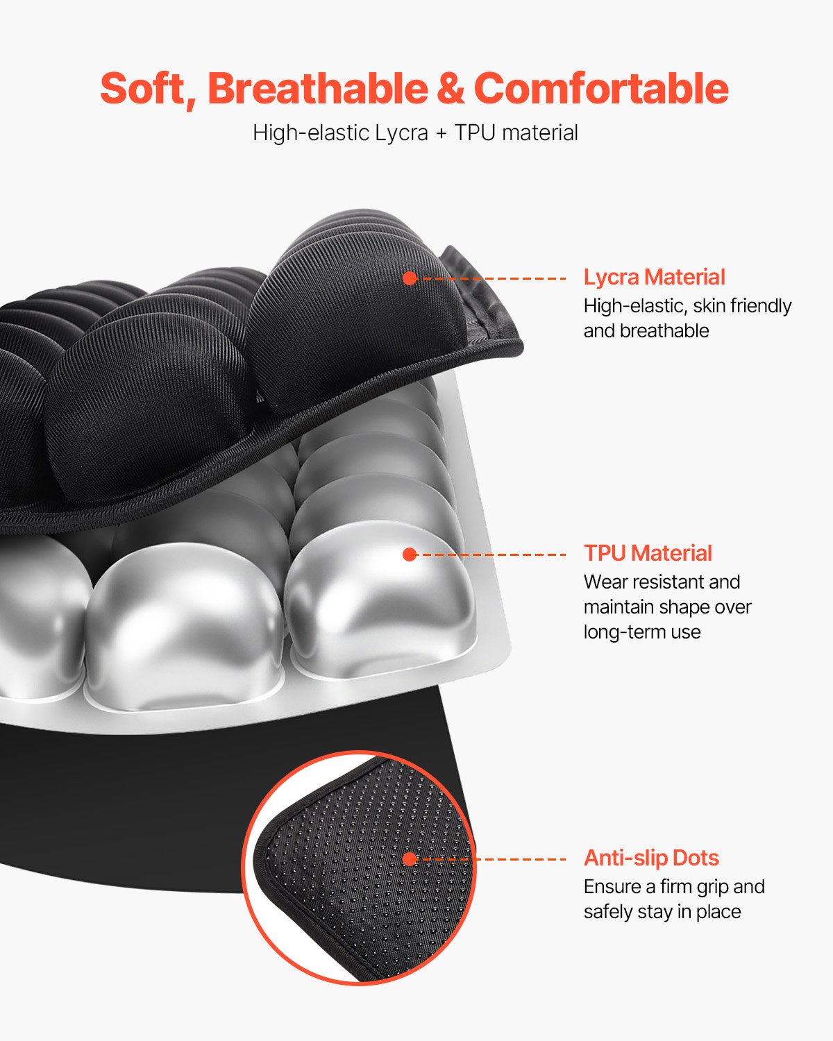 VEVOR Inflatable Seat Cushion, 3D Air Cell Seat Cushion for Pressure Relief, Lycra & TPU Wheelchair Seat Pad with Manual Pump, Lightweight and Portable for Travel, Office, Car, Airplane