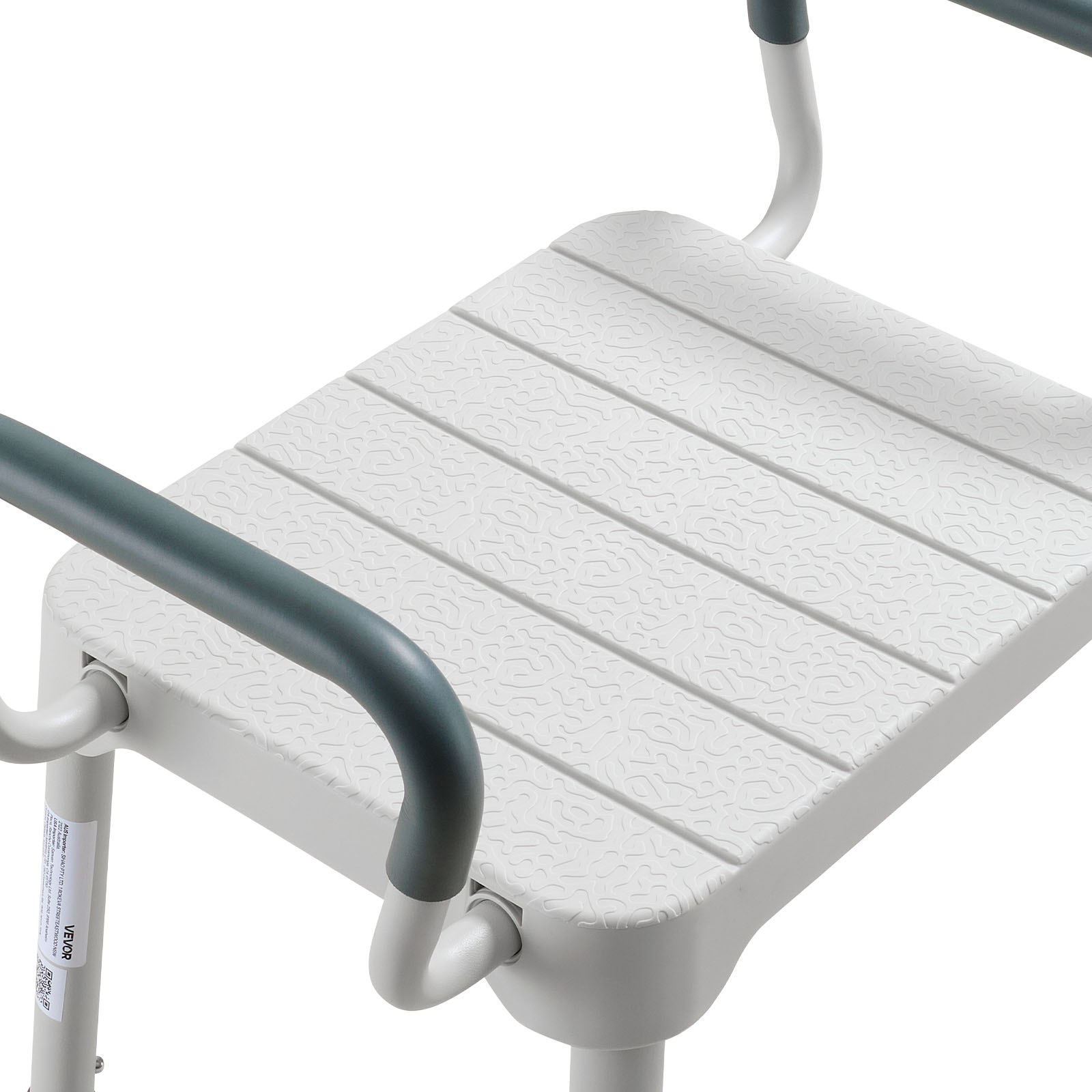 VEVOR Silla de Ducha con Reposabrazos, Taburete para Baño Altura 6 Niveles de 398-539 mm, Estructura de Aluminio, con Patas Antideslizantes, Carga de 181,4 kg, para Personas Mayores, Discapacitadas