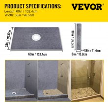 VEVOR Impermeabilización Kit Ducha Plato Ducha 90x150cm con Desagüe Central PVC