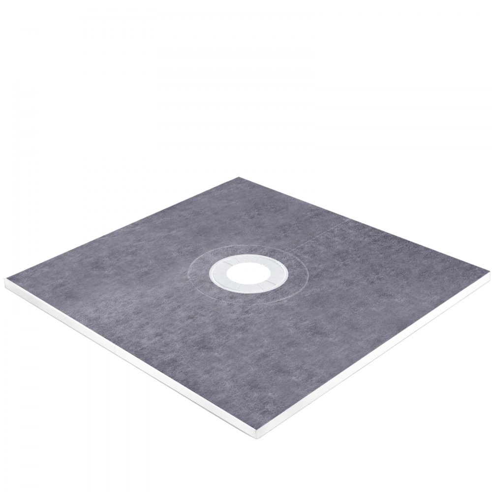 VEVOR Kit Plato de Ducha Umbral de Ducha Estanco 1219 x 1219 mm con Desagüe Central de PVC Rejilla de Acero Inoxidable de 10 cm 2 Bordes de Ducha Cortables y Llana Plato de Ducha para Baño