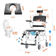 VEVOR Silla de Ruedas para Ducha Aleación de Aluminio 1085 x 550 x 1315 mm Negro