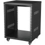 VEVOR 12U AV Rack Stand, 500 lbs capacity, network stereo recording studio rack with lockable casters, round and square holes, special ventilation openings for mounting 19-inch audio, video, music and IT equipment