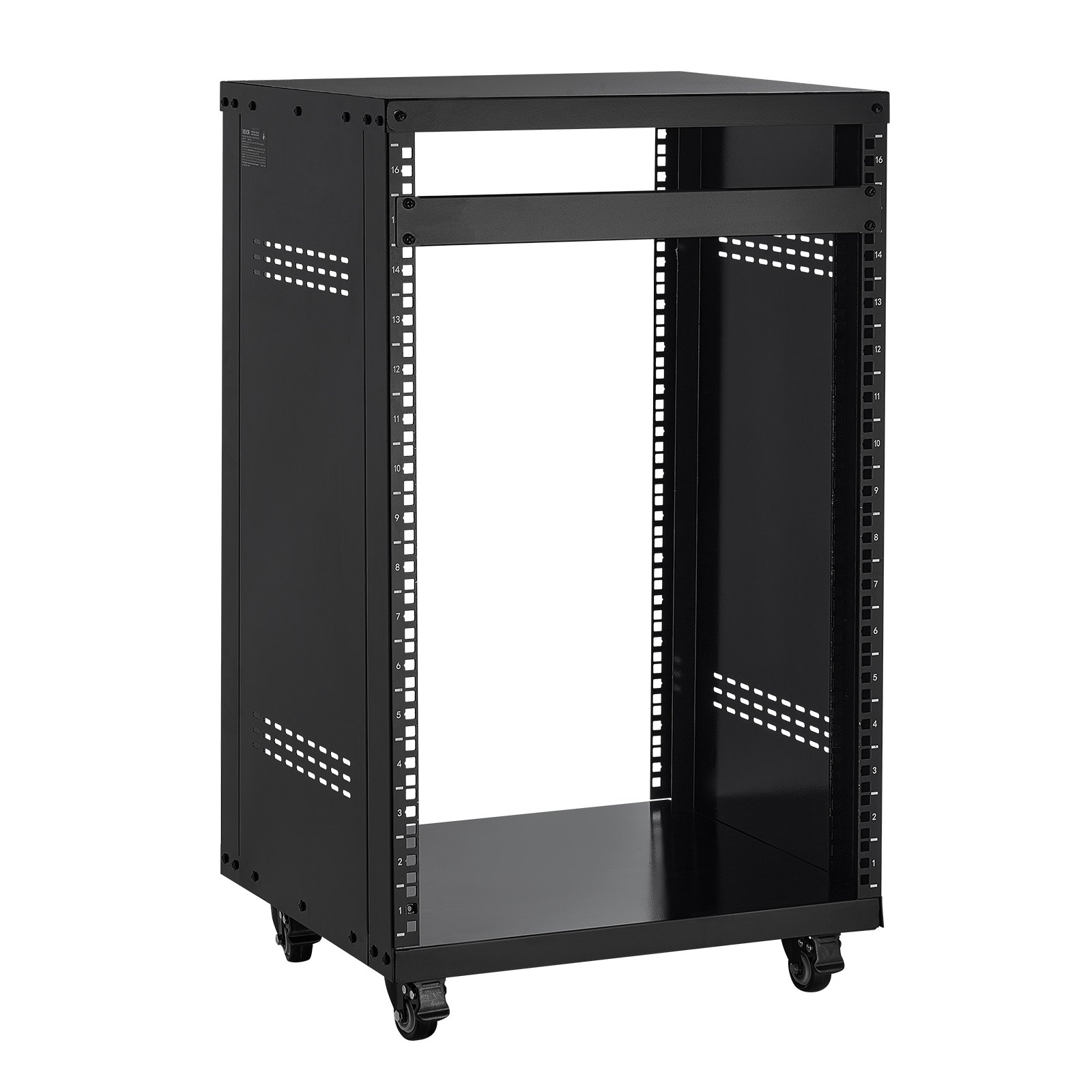 VEVOR Rack AV de 16U, Capacidad Máxima de 90,7 kg, Rack para Estudio de Grabación Doméstico con Ruedas Bloqueables, Diseño de Ventilación Especial, para Equipos de Audio/ Video/Música de 48,26 cm