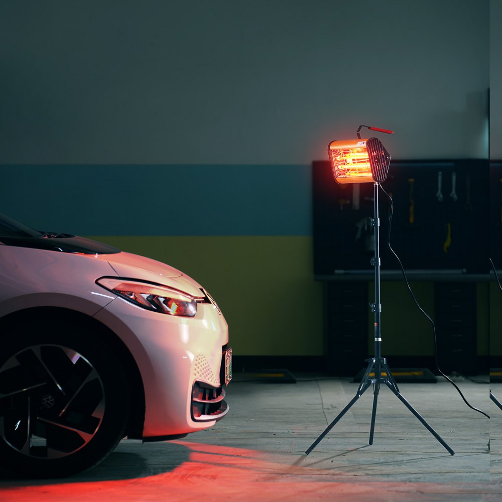VEVOR Lámpara de curado por infrarrojos, uso dual de mano/soporte, temporización de 2000 W 0-90 min, luz de curado para coche con calefacción automática con soporte, calentadores de cabina de horneado en aerosol de 3,55 pies cuadrados, secador de pintura para reparación in situ