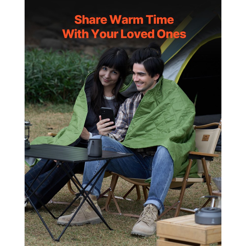 VEVOR Camping Blanket 2.08 x 1.4 m, large warm stadium blanket, waterproof and windproof, 330 g/m² polyester fleece, flame retardant, ideal for outdoor use, picnics, hiking, sporting events, travel, two-tone