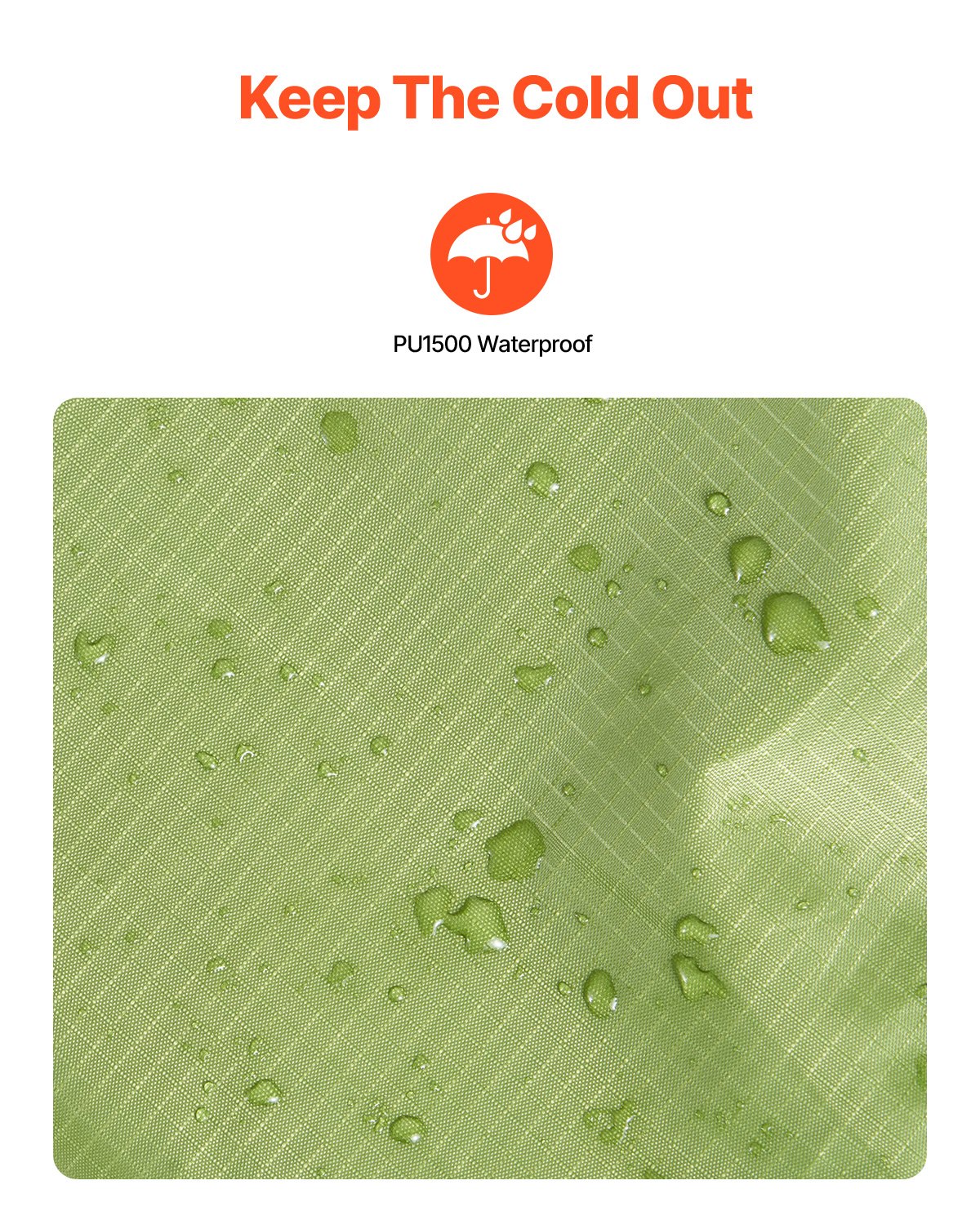 VEVOR Manta de Camping Estadio 2 x 1,5 m Portátil Cálido Polar de Poliéster Impermeable PU1500 Resistente al Viento Ignífugo para Exteriores, Pícnics, Senderismo, Eventos Deportivos, Camping, Verde