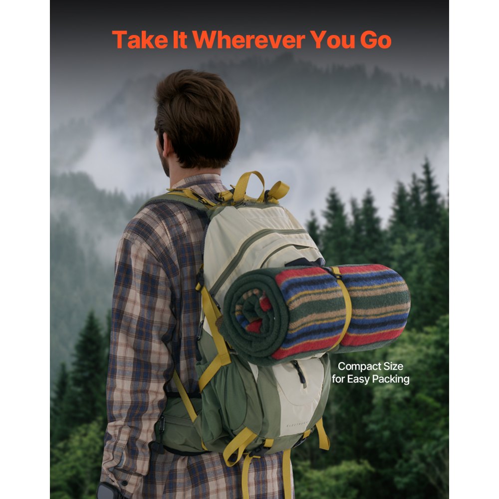 VEVOR Manta de Camping 80% Lana 1,62x2,23 m Manta Grande y Cálida para Estadio Resistente al Viento Ignífuga para Exteriores, Pícnics, Senderismo, Eventos Deportivos, Exterior, Textura Multicolor