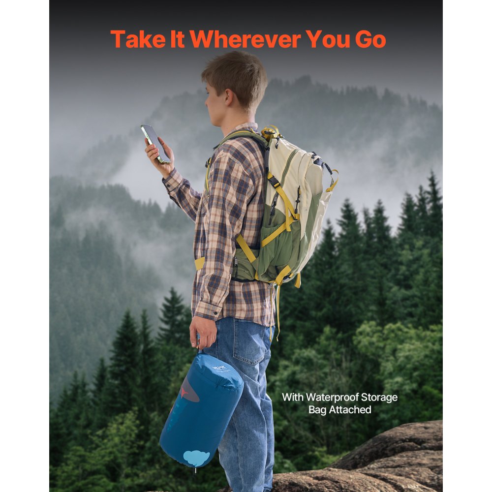 VEVOR Camping Blanket, 1.9 x 1.32 m, Travel Blanket, Portable Stadium Blanket, Waterproof and Windproof, Polyester Fiber, Flame Retardant, Ideal for Outdoors, Picnics, Hiking, Sporting Events, Travel