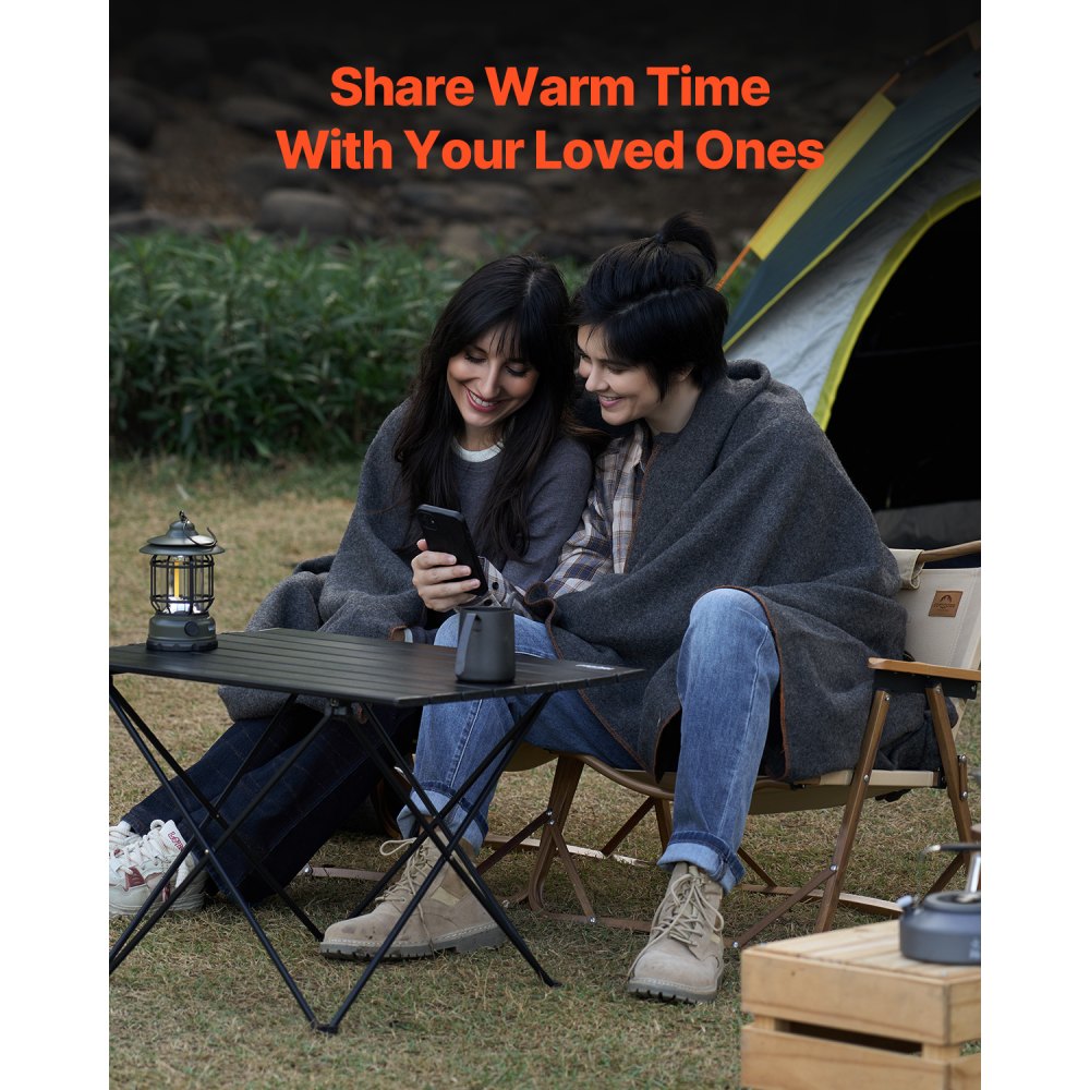 VEVOR Camping Blanket 1.62x2.23m, Wool Blanket, Large Warm Stadium Blanket, Waterproof and Windproof, Flame Retardant, Ideal for Outdoors, Picnics, Hiking, Sporting Events, Travel, (80% Wool), Light Grey