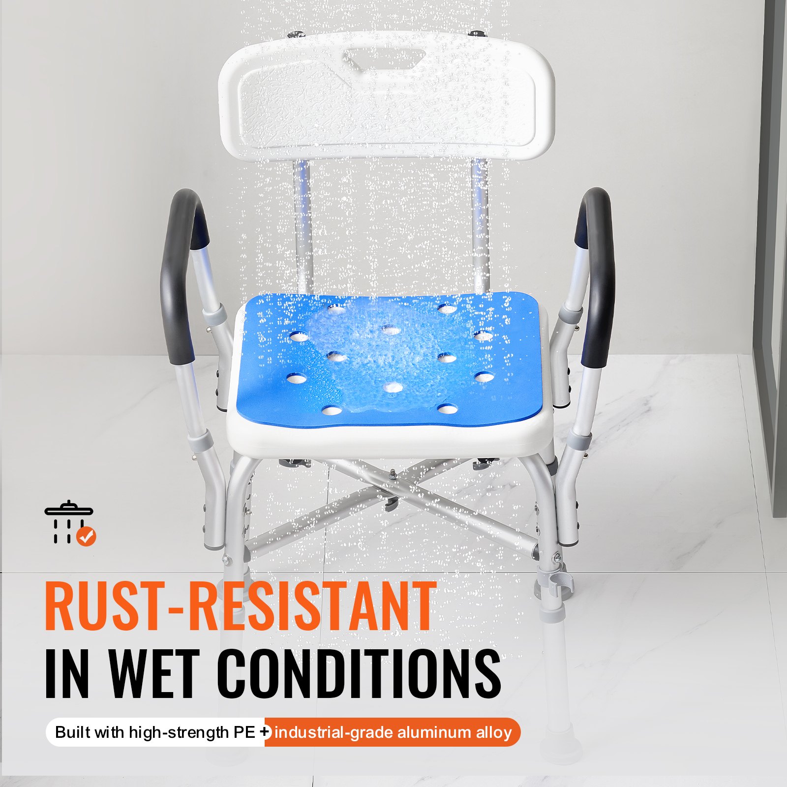 VEVOR Asiento de ducha Silla de ducha Altura ajustable 400 lbs Baño