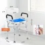 VEVOR Silla de Ducha Antideslizante Asiento de Ducha Carga de 181,4 kg con Barra Transversal Silla de Baño Altura Ajustable para Bañera de Ducha Interior para Ancianos, Mujeres Embarazadas