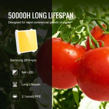 VEVOR Planta de Crecimiento de Lámpara LED 200 W Quantum Panel de Espectro Completo de Alto Rendimiento a Prueba de Agua IP65 PPFD Samsung 281B Diodos para Interior Crecer Carpas Verduras Plantas Flor