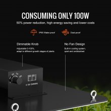 VEVOR Planta de Crecimiento de Lámpara LED 200 W Quantum Panel de Espectro Completo de Alto Rendimiento a Prueba de Agua IP65 PPFD Samsung 281B Diodos para Interior Crecer Carpas Verduras Plantas Flor