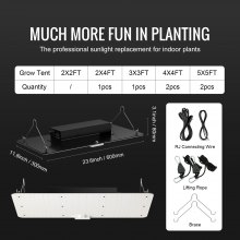 VEVOR Planta de Crecimiento de Lámpara LED 200 W Quantum Panel de Espectro Completo de Alto Rendimiento a Prueba de Agua IP65 PPFD Samsung 281B Diodos para Interior Crecer Carpas Verduras Plantas Flor