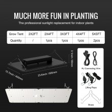 VEVOR Planta de Crecimiento de Lámpara LED 300 W Quantum Panel de Espectro Completo de Alto Rendimiento a Prueba de Agua IP65 PPFD Samsung 281B Diodos para Interior Crecer Carpas Verduras Plantas Flor