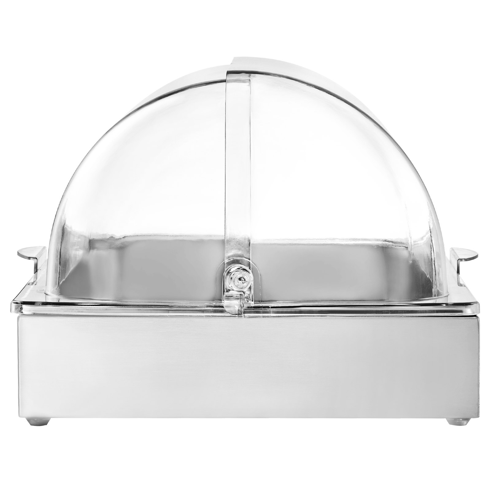 VEVOR Contenedor de Exhibición para Servir Alimentos sobre Encimera, de Acero Inoxidable, con Tapa Transparente y 3 Bandejas de Hielo, para Restaurante, Hotel, Cocina, Fiesta, 546 x 365 x 245 mm