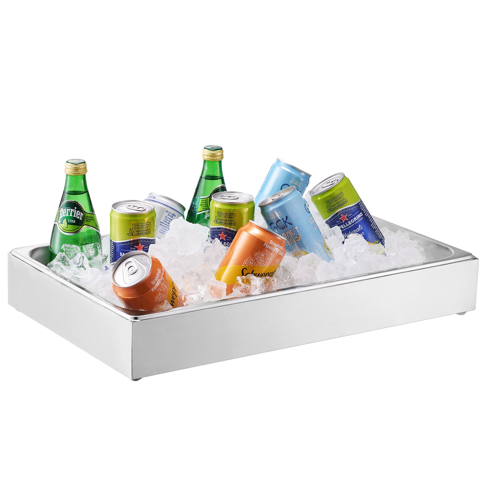 VEVOR Serving Container Buffet Container Gastronorm Container made of stainless steel (1 container), presentation stand with transparent arched lid & 3 ice cube trays for restaurant hotel kitchen