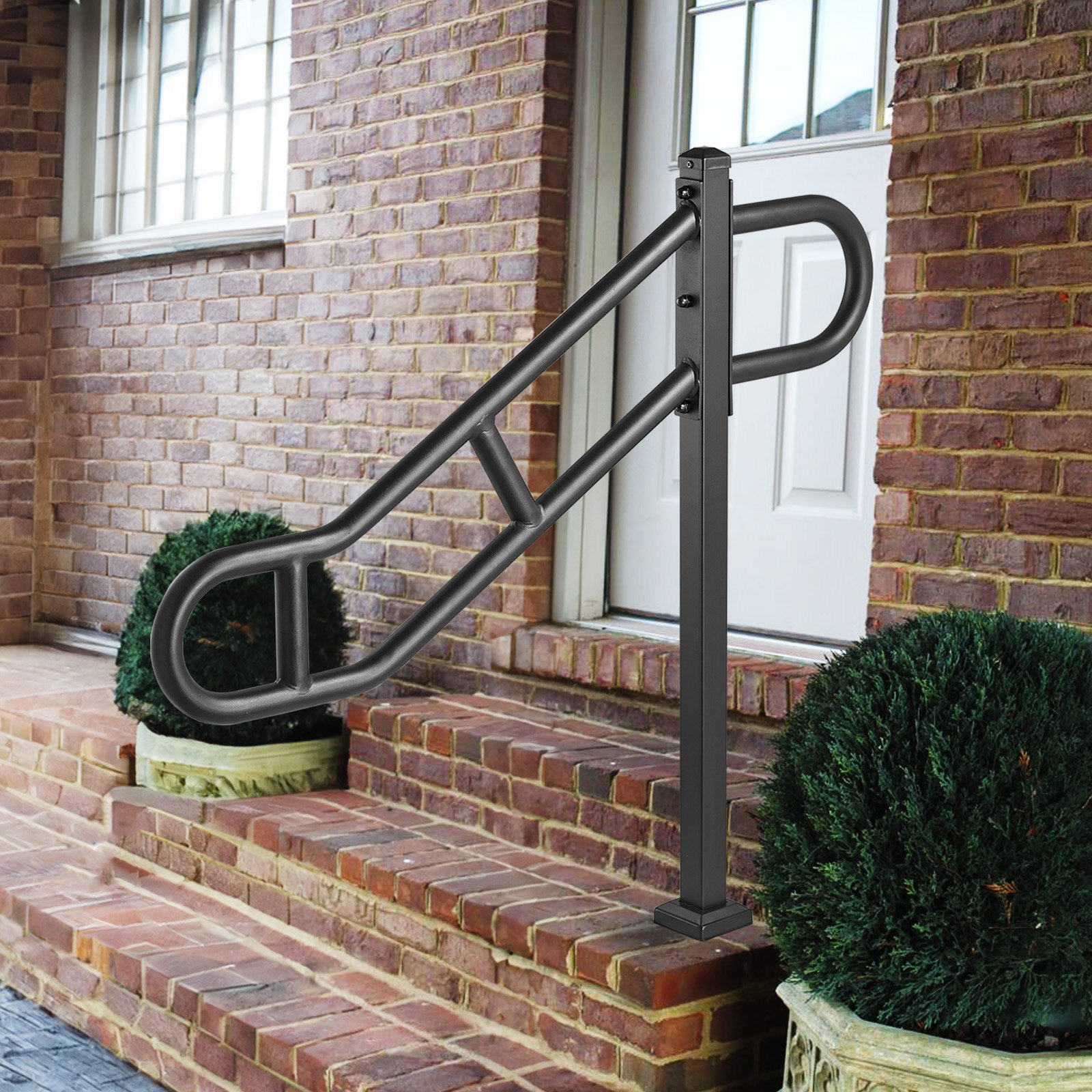 VEVOR Pasamanos de Escalera para Escalones Exteriores 1029 mm Barandilla de Seguridad Montado en Piso para 1-2 Escalones Pasamanos de Un Solo Poste para Personas Mayores, Embarazadas, Discapacitadas