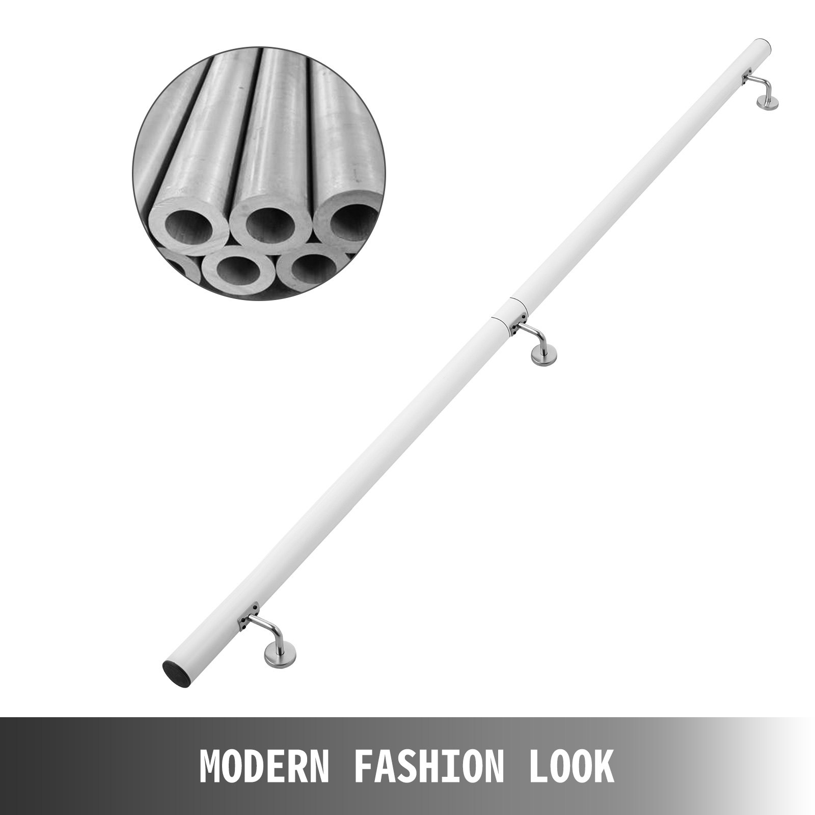 VEVOR Pasamanos Escalera 183 cm, Barandilla Escalera 183 cm, Pasamanos para Escaleras, Pasamanos de Pared, Montaje en Pared, de Aluminio, Color Blanco, para Escaleras Interiores y Exteriores, Loft