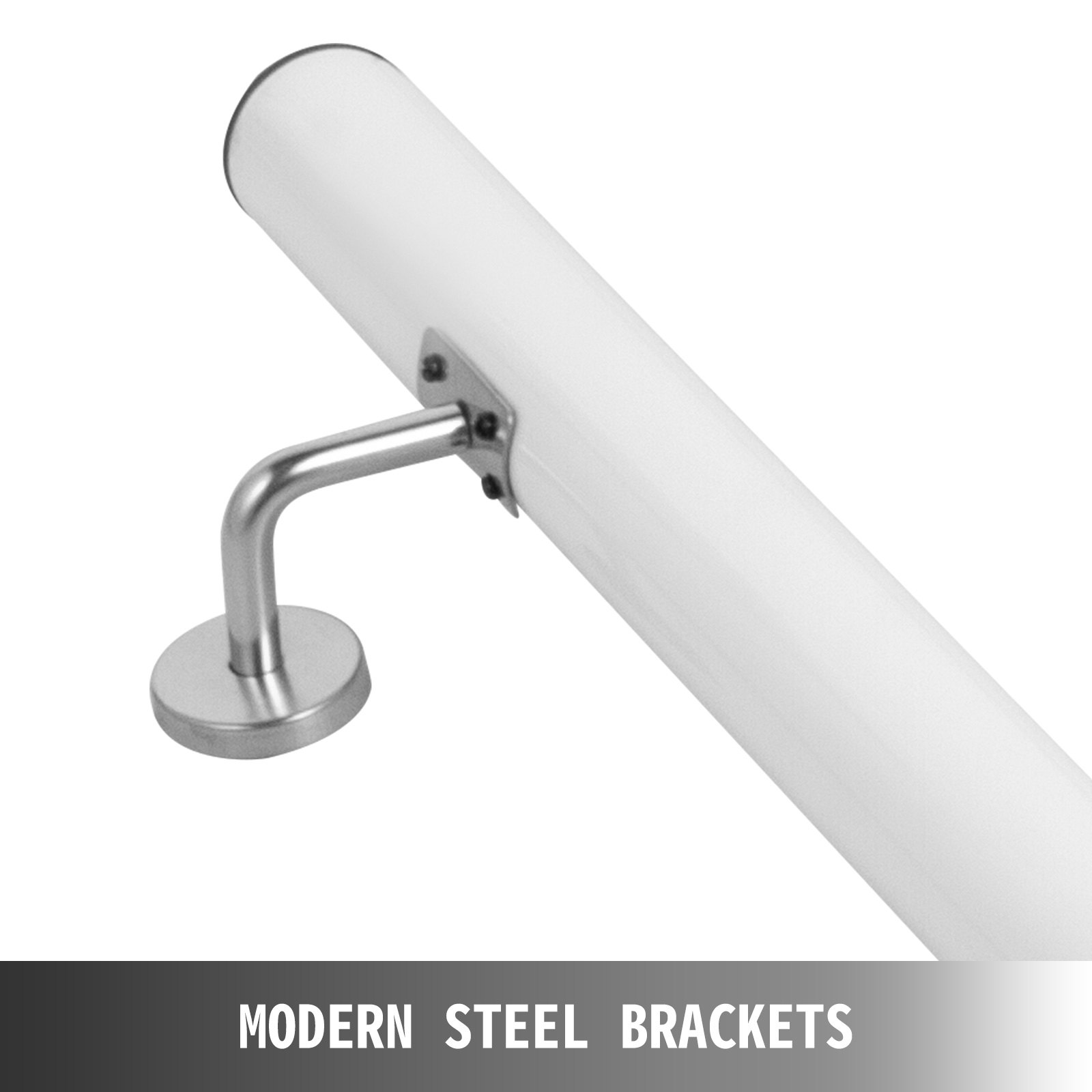 VEVOR Pasamanos Escalera 183 cm, Barandilla Escalera 183 cm, Pasamanos para Escaleras, Pasamanos de Pared, Montaje en Pared, de Aluminio, Color Blanco, para Escaleras Interiores y Exteriores, Loft