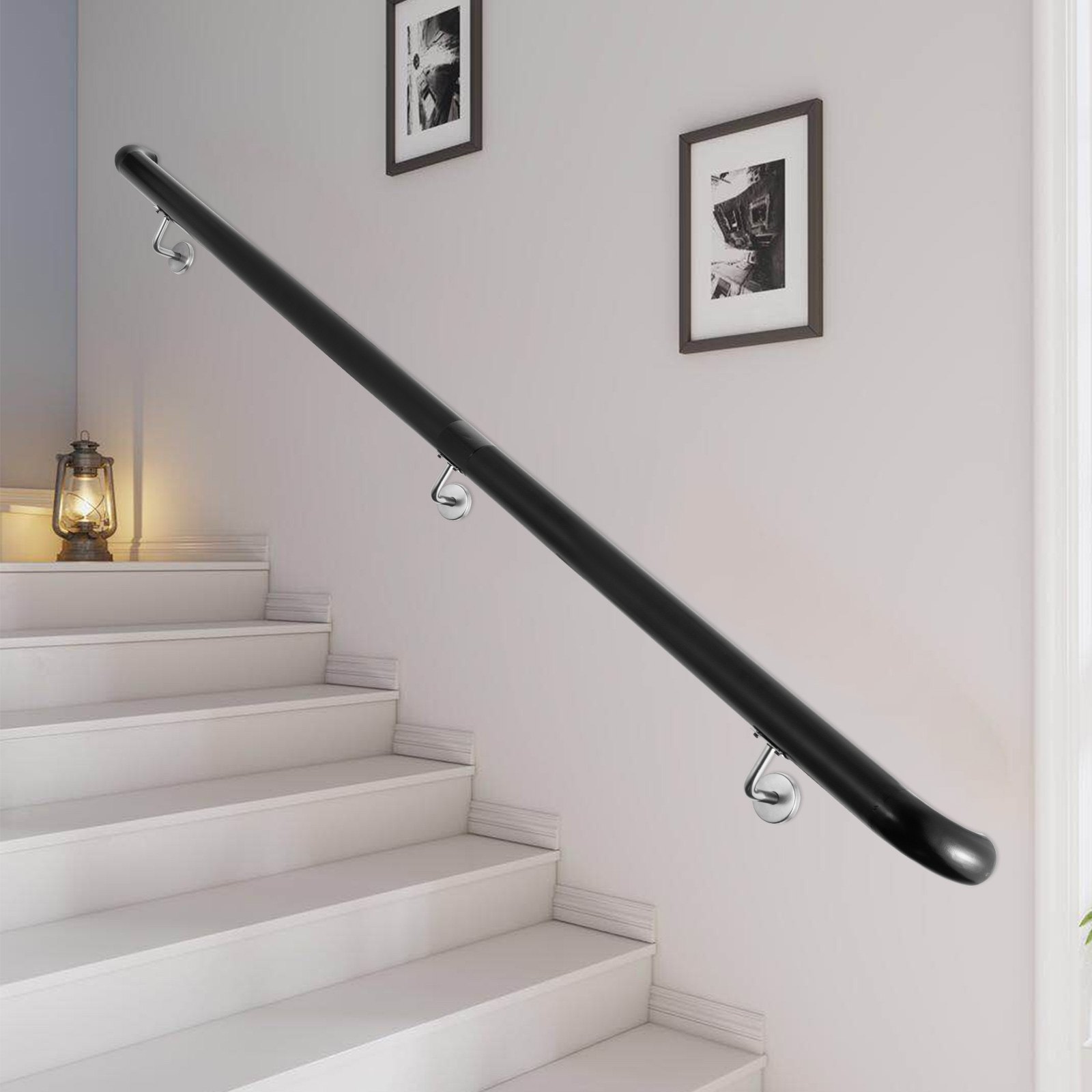 Pasamanos De Escaleras Barandilla De Aluminio De 183 Cm De Longitud Negra