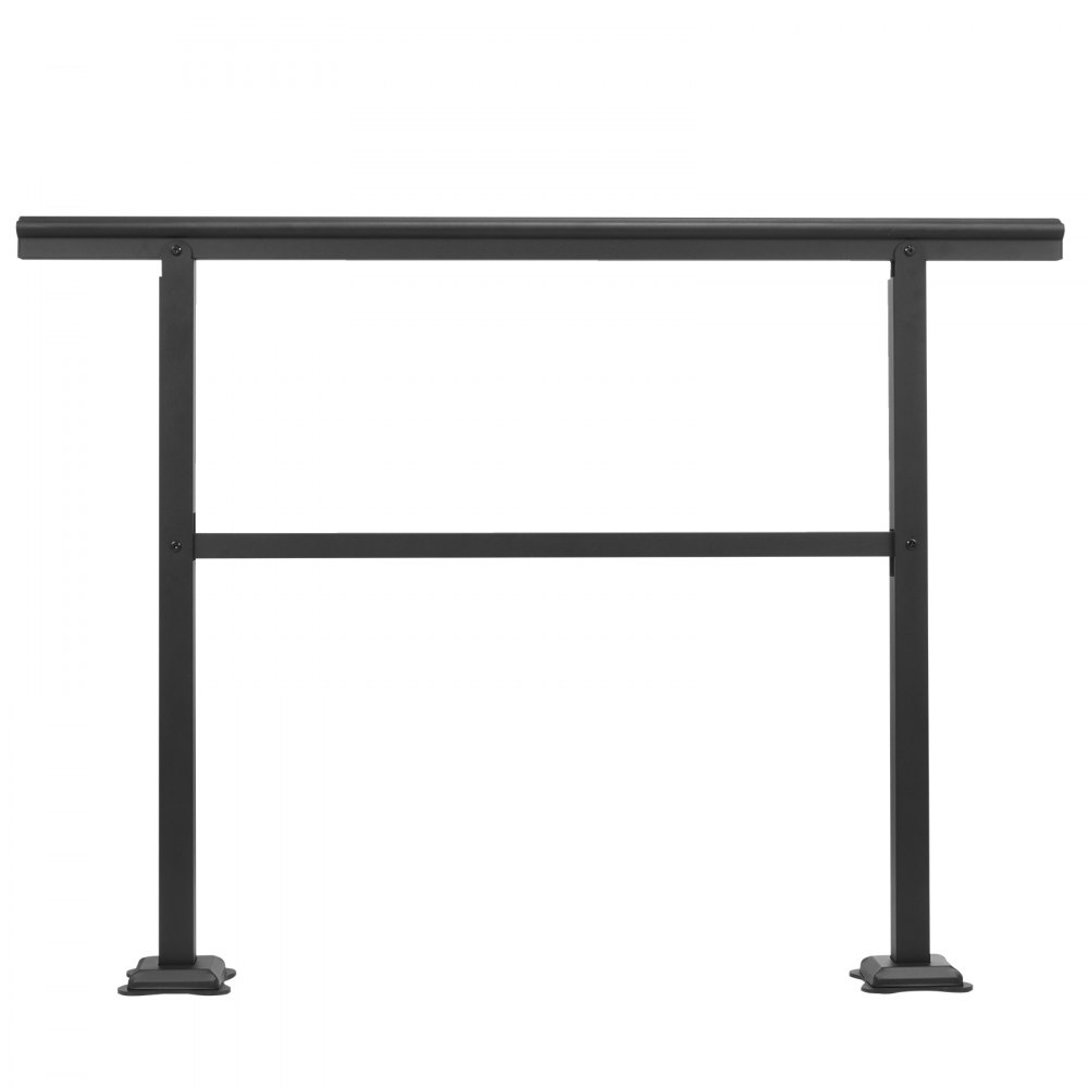 VEVOR Pasamanos Escalera 121,9 x 90,2 cm, Barandilla Escalera de Aluminio / Hierro, Pasamanos para Aire Libre con Espesor de 2 mm, Pasamanos para Adaptar a 1, 2 o 3 Pasos, Rango Ajustable, Color Negro
