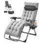 VEVOR Silla de Gravedad Cero 645 mm Sillón Reclinable Tumbona de Jardín, Gris