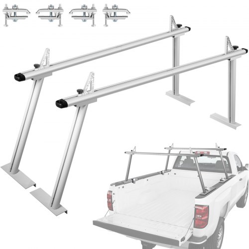 VEVOR Portaequipajes para Coche de Aluminio Barras Transversales Universales Carga de 362,9kg Portaequipajes para Camiones 1,8 x 0,71 x 0,2 m con 4 Abrazaderas Longitud Ajustable de 900-1870 mm Blanco