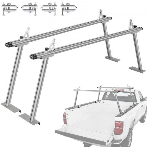 VEVOR Portaequipajes para Coche de Aluminio Barras Transversales Universales Carga de 362,9 kg Portaequipajes para Camiones 1,8 x 0,71 x 0,2 m con 4 Abrazaderas Longitud Ajustable de 900-1870 mm Plata