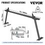 VEVOR Portaequipajes para Coche de Aluminio Barras Transversales Universales Carga de 362,9 kg Portaequipajes para Camiones 1,8 x 0,71 x 0,2 m con 4 Abrazaderas Longitud Ajustable de 900-1870 mm Negro