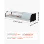 VEVOR Vitrina Refrigerada de 52 L para Sushi, 5 Bandejas, con Vidrio Curvo, Iluminación LED y Control Digital de Temperatura, Ideal para Mostradores, Restaurantes y Tiendas, 1340 x 425 x 290 mm