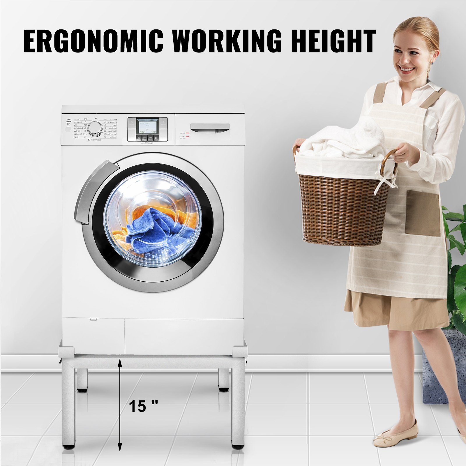 Vevor Pedestal Para Lavadora Aluminio 150kg Soporte Elevador 62,6 X 61 X 38,3 Cm