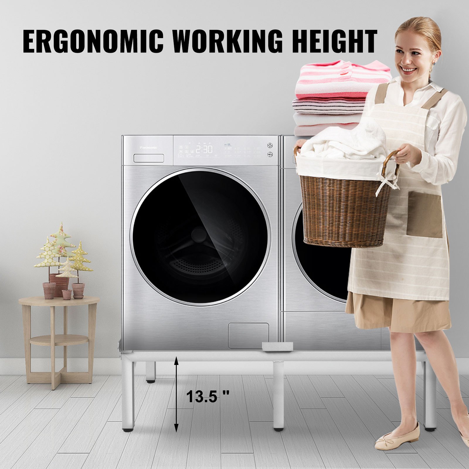 Vevor Pedestal Para Lavadora Aluminio 150kg Soporte Elevador 124,6 X 61 X 34,3cm