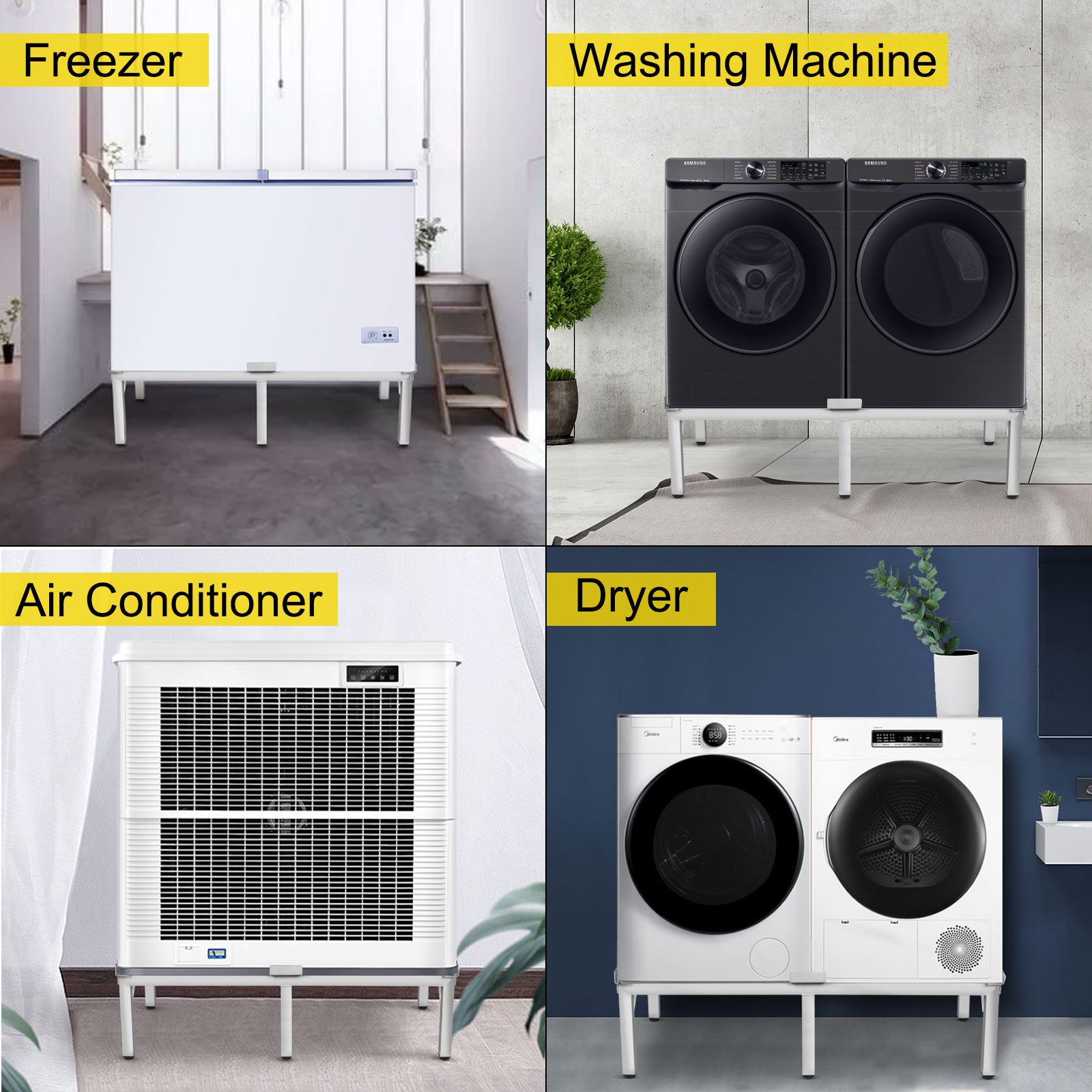 Vevor Pedestal Para Lavadora Aluminio 150kg Soporte Elevador 124,6 X 61 X 34,3cm