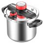 VEVOR Pressure Cooker, 7L Pressure Cooker Stainless Steel, Pressures Canner with Steaming Rack, Tempered Glass Lid, Three Pressures Settings for Meat, Beans, Rice, Soup, Sauces, Cook up to 100 kPa