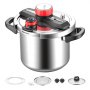 VEVOR Pressure Cooker, 7L Pressure Cooker Stainless Steel, Pressures Canner with Steaming Rack, Tempered Glass Lid, Three Pressures Settings for Meat, Beans, Rice, Soup, Sauces, Cook up to 100 kPa